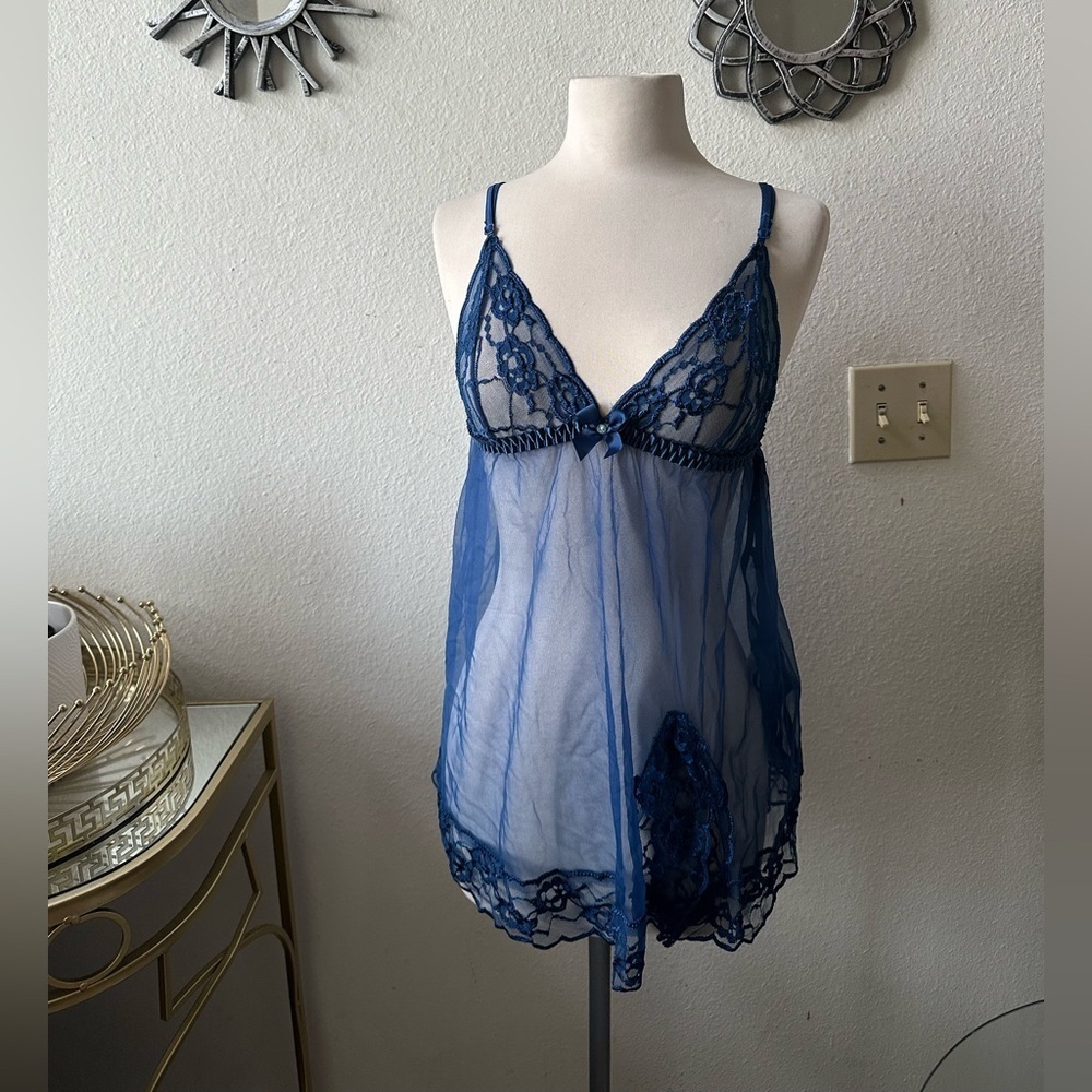 Frederick's of Hollywood Navy Sheer Lingerie Sz M